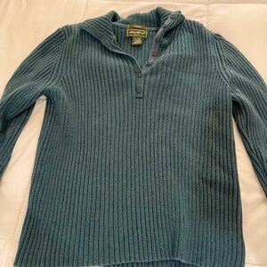 Green Ribbed Collared Sweater